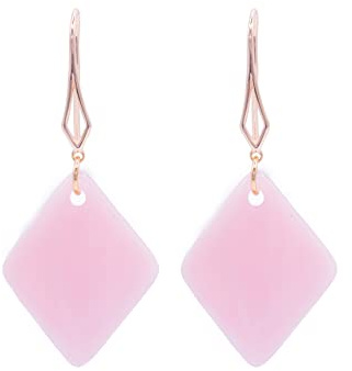 ZARZAMORA Pendientes Resina y Gancho Chapado en Oro - Aretes Colgantes Mujer en Forma de Rombo Colores Intensos y Festivos - Regalo Original