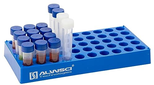 ALWSCI 4 mL Fläschchengestell Labor HPLC Fläschchenhalter | Reagenzglasständer mit 50 Fächern, Zentrifugenröhrchen-Rack Probenflaschen-Rack