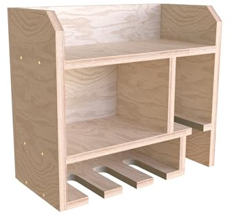 Arbor Garden Solutions Tooltrek2 Power Tool Organizer Storage Rack, Wooden Wall-Mount Drill Holder, Charging Station for 4 Power Drills