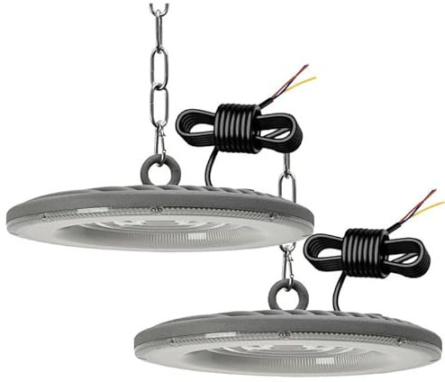 treoir 150W Faretto LED UFO,18000LM LED Industriale Faretto 6500K Bianco Freddo Lampada da Officina,IP65 Impermeabile Interni Industriale LED Lampada LED UFO per Magazzini Garage Fabbrica(2pcs)