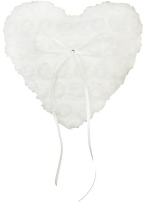 Herzförmiges Ringkissen 15x17cm aus Satin mit Spitze für Brautzeremonie