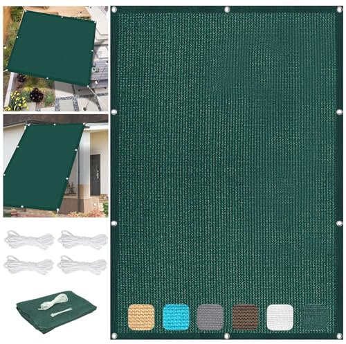 Sonnensegel Quadratisch 3 x 6 m Rechteckig Sonnensegel Rechtwinklig Wasser Luftdurchlässig mit Ösen Befestigungs Kit für Camping Schwimmbad Zwinger, Dunkelgrün