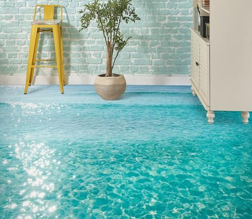 Benutzerdefinierte Boden Wasserdichte Stereo-Aufkleber 3D Blaues Meer, 150 * 105cm 3D-Bodenfliesen Aufkleber Bodenbelag Tapete Wandbild PVC Wasserdicht selbstklebende Tapete Wohnkultur