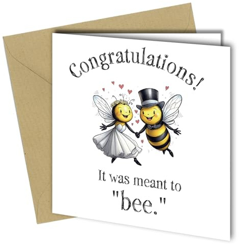 Wedding Day Greeting Card Congratulations to You Both Luxury Beautiful Card - It Was Meant to Bee #1605