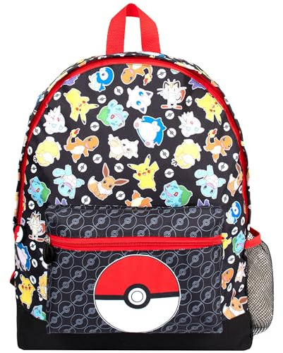 Pokémon Schulrucksack für Jungen und Mädchen, Reiserucksack mit 2 Fächern für Kinder, verstellbare Schultergurte und Netztasche