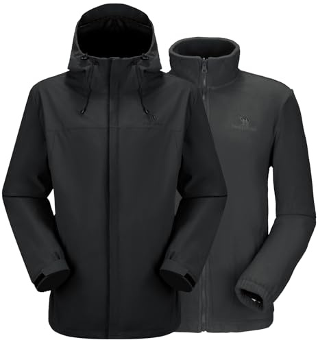 CAMEL CROWN Men's Winter Ski Jacket 3 in 1 Mountain Snow Waterproof Coat Warm Windbreaker Snowboard Jacket Parka with Hooded