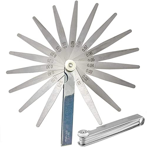 Yuentoen Adattatore 17 coltelli in acciaio inox, strumenti di misura 0,02 - 1,00 mm, strumento di misurazione della larghezza del gap, per bacchette per valvole, candele di sblocco, anelli pistoni
