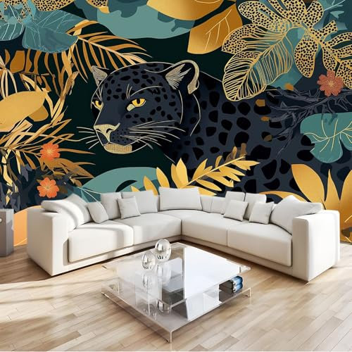Animal Fotomural Guepardo de la selva Fotomural Pared, 250x175 cm Papel Pintado 3D, Fotomurales Decoración de Comedores Moderna Lana Sala Cuarto Salón
