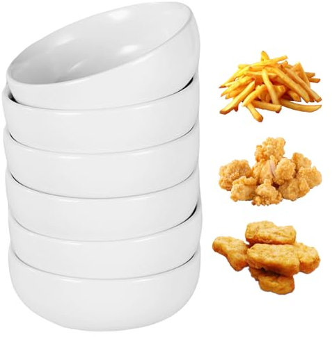 WANDGU Cuencos de Cerámica para Dipping: 6 Piezas Mini Cuencos de Especias, Cuencos Funcionales para Salsa de Soja, para Ocasiones Culinarias (Blanco)