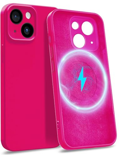MyGadget Custodia per iPhone 14 [ Quadrupla Protezione ] - Case in Silicone Rigido con Fodera in Microfibra - Cover Rosa Magenta