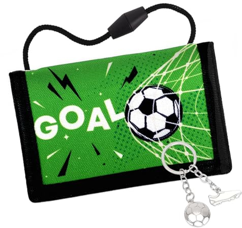 GADITIEK Portafoglio Bambino, Portafogli Bambini Trifold con Cordino, portafoglio ragazzo per Bambini di Età Compresa Tra 5 e 12 Anni Regalo di Natale di Compleanno (Razzo) (calcio)