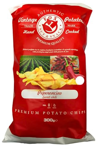 Fox Patatine al Peperoncino Dolce Maxi Busta da 300gr Ideale per Aperitivi Senza Glutine