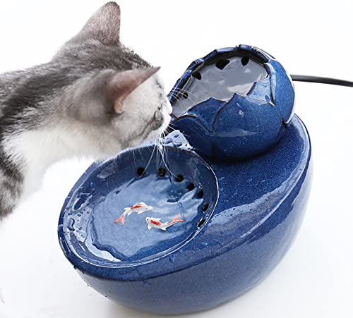 Fuente de agua de cerámica para gatos, dispensador de agua ultra silencioso para gatos, fuente de agua automática de oxígeno circulante, fuente de cerámica fácil de limpiar