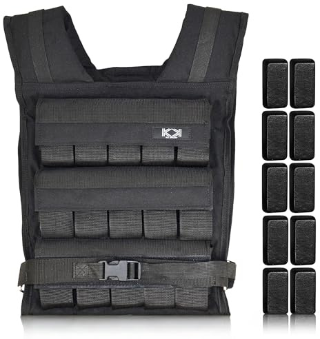 KK Adjustable Weight Vest With Cast Iron Weights for Men & Women – Heavy Duty Neoprene Fitness Vest for Running, Walking, Workouts – For Strength Training, Cardio, and Weight Loss - 20 kg & 30 kg