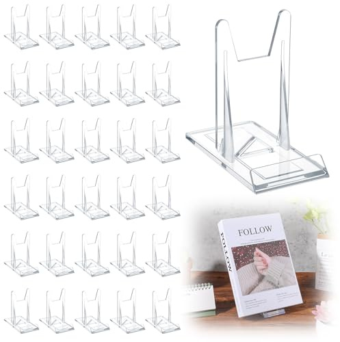 LIQWEI 30 Sets Adjustable Book Stand for Display, Acrylic Book Holder Display Clear Easel Stands Collector Displays Holder for Comic Photo Picture Plate Cardboard Album CD Magazine Postcard
