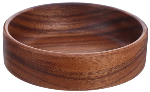 INOOMP Wooden Salad Bowl Round Wood Serving Bowl for Fruits Snacks Appetizers and Popcorn Kitchen for Parties Family Gatherings Daily Meals 16.50 X 16.50 X 4.50 cm