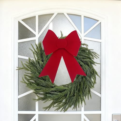 SORAYUXI Rote Schleifen Weihnachten, 2 Stück Groß Weihnachtsschleifen, Weihnachtsbaum Deko Schleife, 31x21cm Geschenkschleife für Weihnachtskranz, Weihnachtsbaumschmuck Hochzeit Garten Dekoration