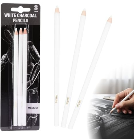 zizitips Kohlestifte zum Zeichnen, Weißer Kohlestift Set für Künstler, Skizzieren und Malen, ungiftig Zeichenstifte, Skizzierstifte Kohle Bleistifte für Kinder Studenten Anfänger Profis Kunstbedarf