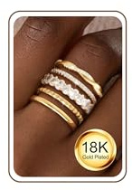 ZNBOH 5PCS Bague Femme Argent Bagues Plaqué Or 18 Carats Bague con Zirconium Empilable Pouce Phalange Alliance Fine de Fiançailles Mariage Promesse Bague Lot Cadeau Anniversaire Bijoux