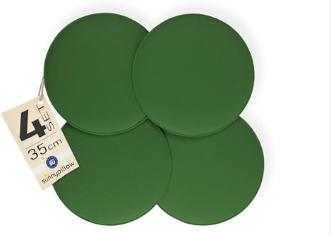 sunnypillow 4er Set Sitzkissen Filz Stuhlkissen rund Ø 36cm - gemütliche Filzkissen für Bank und Stuhl in Haus und Garten - Indoor/Outdoor - Polster Stuhlauflage, Sitzauflage - Kissen Dunkelgrün