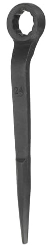 HARFINGTON Single Head Box Wrench 24mm 45# Steel Blackening Metric Striking Wrench Offset Single Head Box End Ring Type Impact Hand Spanner with Pointed Tail for Repair Maintenance, Black
