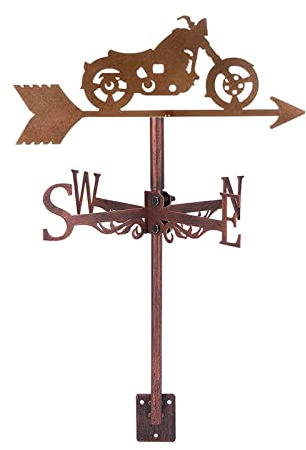 Garten Wetterfahne dekorative Windfahne mit Motorrad-Silhouette Richtungsanzeiger Wetterhahn aus Edelstahl Messinstrument für die Dachmontage Bronze Motorrad~B