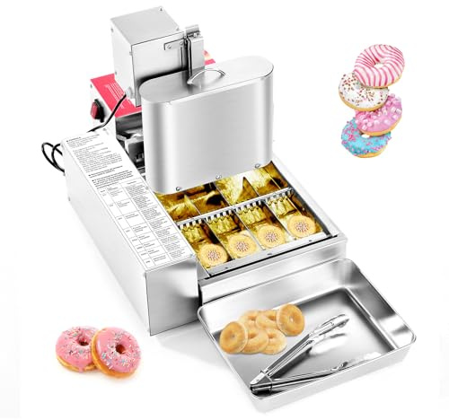 VEVOR Máquina Automática para Hacer Donas 4 Filas 2000 W, Equipo para Hacer Rosquillas de Alta Potencia 240 Piezas/Hora, de Acero Inoxidable con Control Inteligente, para Panadería, Cafetería