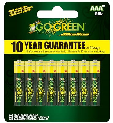 GoGreen Power (24012) Eco Friendly Alkaline AAA Batteries - No Lead, Cadmium or Mercury - Pack of 24