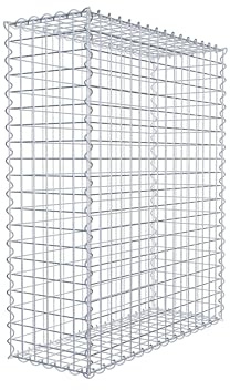 GABIONA Robust wire baskets for stones for individual garden design, fillable stone baskets, mesh width 5 x 5 cm, 4 mm thick galvanised gabion baskets, mesh basket 100 x 80 x 30 cm.