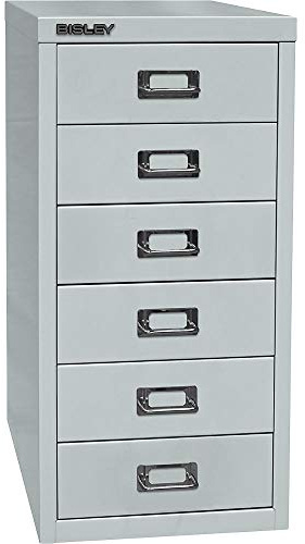 BISLEY MultiDrawer, 29er Serie, DIN A4, 6 Schubladen, Metall, 645 Lichtgrau, 38 x 27.9 x 59 cm