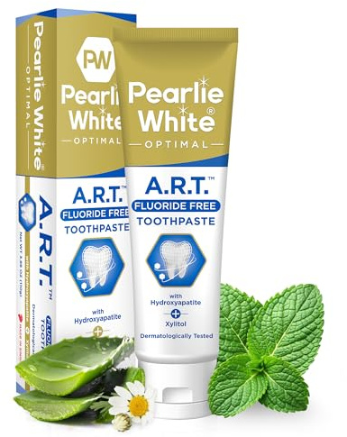 Pearlie White Active Remineralization Toothpaste - Fluoride Free (3.8oz, 110gm) - Non Fluoride Remineralizing Toothpaste for Tooth Enamel Repair | Contains Hydroxyapatite and Xylitol