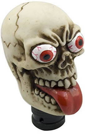 Mavota Stick Shift Knob Skull Shifter Knob Red Tongue with Big Eyes Style Skull Manual Automatic Gear Shift Knobs Off-White