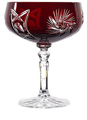Sektglas Sektschale Sektkelch Schleuderstern 200 ml Rot Handgeschliffen Kristallglas