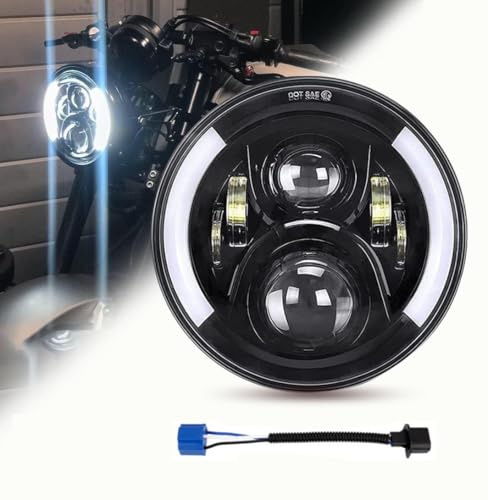 SKTYANTS 7 Inch Led Headlight DRL (Left/Right) Turn Signal Lights for Motorcycle (Black)