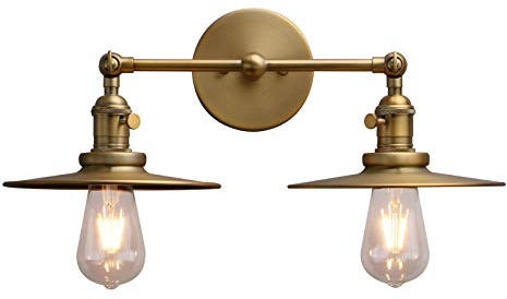 Phansthy Wandleuchte,2 Flaming,Metall-Schirm,Vintage Industrie Loft-Wandlampe,Antik Deko Design,Landhausstil,E27,Wandbeleuchtung,Küchenwandleuchte (antike Farbe)