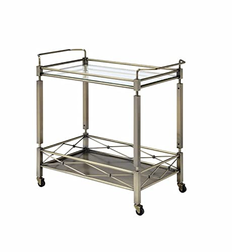 ACME Furniture Matiesen cart, Antique Gold & Clear Glass