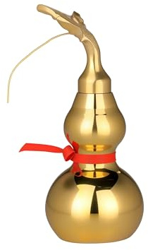 I-MART Brass Wu Lou Feng Shui Gourd, 4 Inch Gold Tone Tabletop Decor
