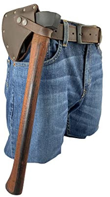 Hide & Drink, Leather Adjustable Axe Sheath, Protector Case Cover, Blade Sleeve, Camping Accessories, Lumberjack Outdoors Work Essentials, Handmade - Bourbon Brown