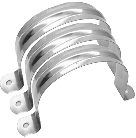 4Inch Two Hole Stainless Steel U-Tube Clamp Connecting Ring Hose Clamp-Bracket Stainless Steel Tube Strap Tension Clip-Heavy Duty Rigid Pipe Strap Clamp For Inner Dia 4Inch Water Pipe 3Pcs(115mm)