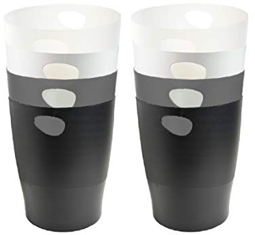 Exacompta 45398D ECOBIN 8er Pack Papierkörbe 15 Liter mit Griffen. Eleganter und robuster Papierkorb und Mülleimer im modernen Design farbig sortiert (glasklar, weiß, grau, schwarz)