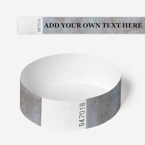 Wristbands for Events Personalised 100 Pack Tyvek Customisable Festival Party Paper Wristbands, Printed Customised Identity Bracelets for Your Event, Choose Your Colour