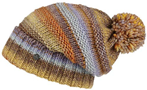 LIERYS Fauske Bommelmütze Strickmütze Umschlag Made in Germany Damen und Herren Herbst Winter gelb One Size