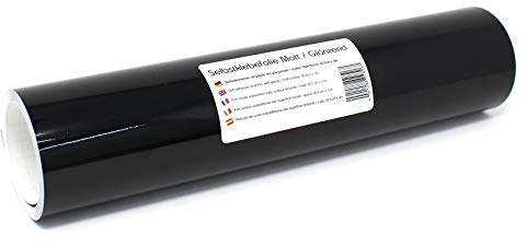Finest Folia 3m x 31cm Plotterfolie 105 Farben Matt/Glänzend Selbstklebend Bastelfolie zum Plotten Möbelfolie (070 Schwarz, Glanz)