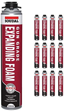 12 x Gap Filler Expanding Foam Soudal Gun Grade 750ml PU Polyurethane Foam Can