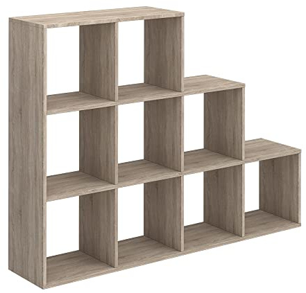 Vicco Scaffale a scale, Sonoma, 142.4 x 107.8 cm, utilizzabile come divisorio con 9 vani aperti