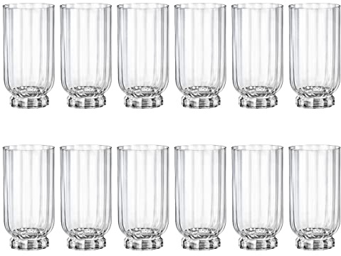 Bormioli Rocco 12x Clear 430ml Florian Highball Glasses - Tall Hi Ball Glass Water Gin Juice Cocktail Drinking Glassware Tumblers Set