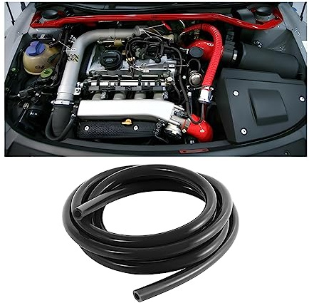 CGEAMDY Silikon-Vakuumschlauch Auto, 3m 6mm Innendurchmesser Hochtemperatur Vakuum Silikonschlauch für Alle Turbovakuumanschlüsse Oder Einlassauslässe (Schwarz)