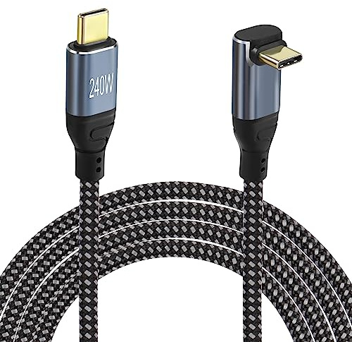 GELRHONR Cavo USB C da 90 gradi, 240 W, ad angolo retto di tipo C, PD 240 W (48 V5 A), ricarica rapida, nylon intrecciato, per S21 S20 S10 S9 S8 A21s A51 A71, dispositivi USB-C (90 gradi USB C 1 M)