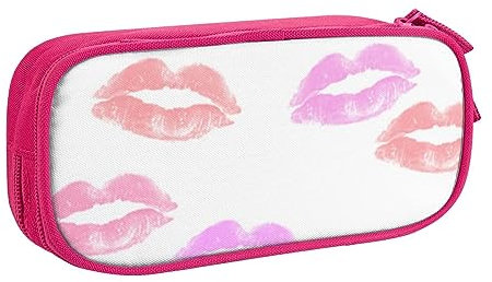QQLADY Niedliche rosa Lippen großes Federmäppchen Federmäppchen mit Reißverschlussfächern Stifttasche Ästhetisches Federmäppchen für Erwachsene Federmäppchen Stifteetui für Büro, rose, Einheitsgröße,