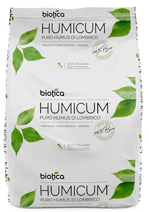 BIOTICA Humus di lombrico pellettato 100% biologico italiano HUMICUM - 20 Kg Pellet - Fertilizzante Naturale, Concime per Piante, Fiori e Orto